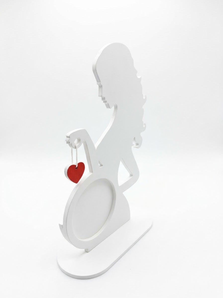 Porte-Photo Échographie en Bois - Silhouette Femme Enceinte Personnalisée