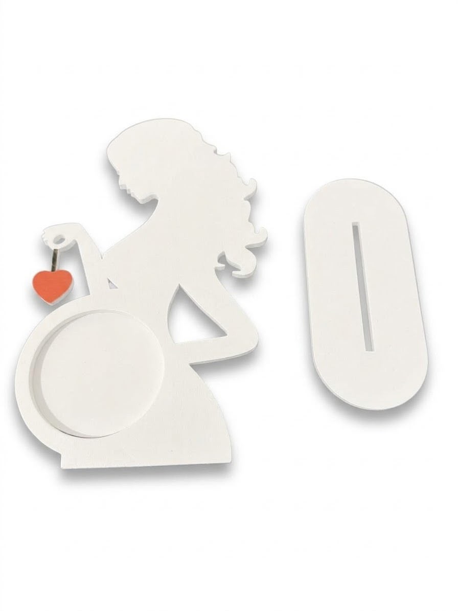 Porte-Photo Échographie en Bois - Silhouette Femme Enceinte Personnalisée